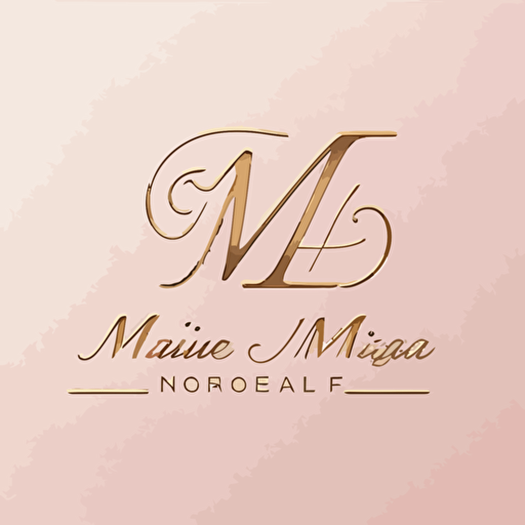 Beautiful and professional logo for a feminine law firm called "MF" with capital letters cursive, that looks like a signature, very professional logo, simple clean logo, white background, single-line balance logo, vector logo, pink gold logo