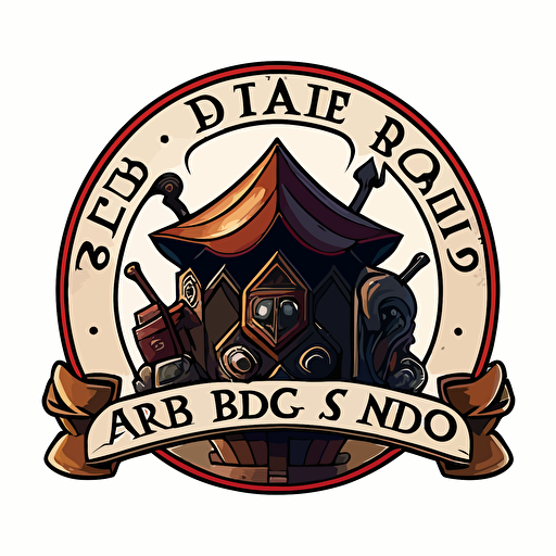 logo of a shop selling d&d stuff and other tabletop games, vector drawing, plain white background