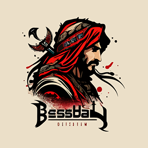 a mascot logo of a Arabic Bedouin, emblem, simple, vector