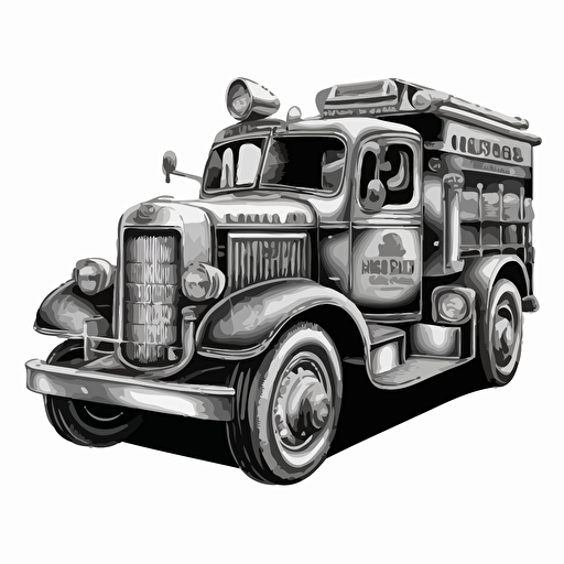 several clipart black and white vector images of a firetruck