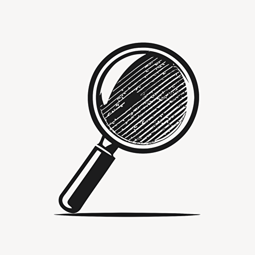 simple magnifing glass logo, white background, vector style