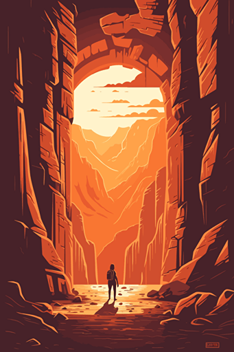 petra in jordan, front view, illustration, painting, bright lighting, sun in sky, flat,vector