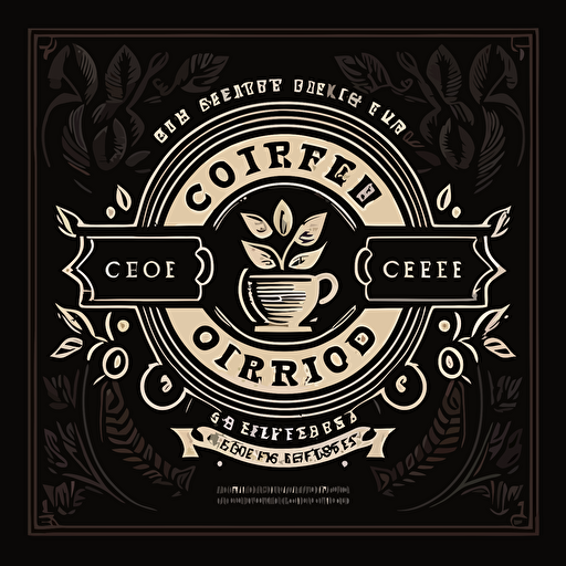 black vector of a coffee brand logo, icon, 2d