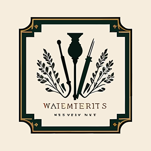 logo, museum antiques, 19th century tools, minimal, vector, simple, flat,