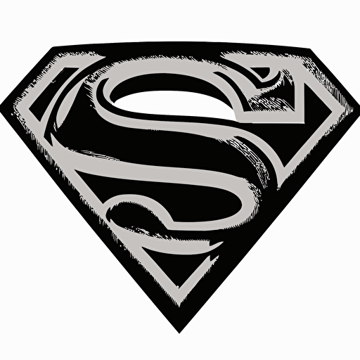 superman logo outline, black, simple, vector, white background