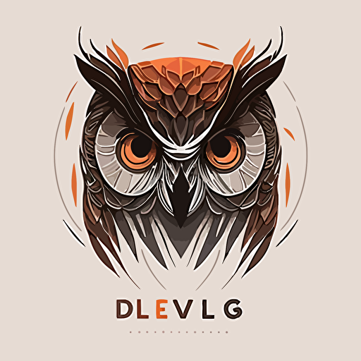 a minimal vector logotype of an owl, low details, 3 colors, trend on behance