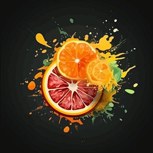 logo design explosion of orange, grapefruit, lemon, symbol of power, universal, vector 4h hd