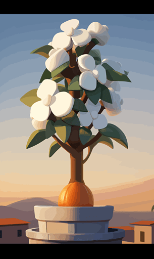Orange blossom sunset, mesmerizing vector, palette of iridescent, set against a backdrop of intricate by Vladimir Kush, M. C. Escher and Paul Lehr, Paul Keel