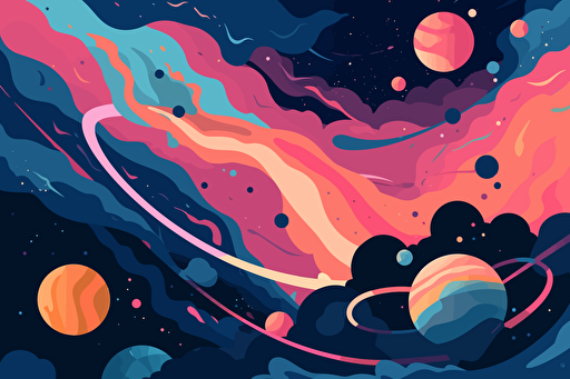 galaxy vector art, flat colors, pastel colors, minimalistic,