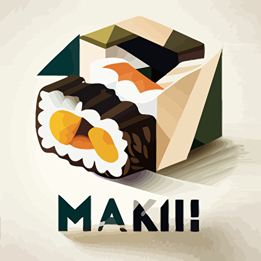 One maki, minimalistic design, vector art, white background