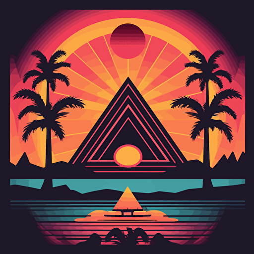 retro sunset vector design, using red and white colors, fraternity theme