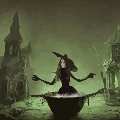 close shot witch lair brewing magical potion depressing gloomy tired detailed witch hat dungeon green smoke fire smoke realism realistic hyper detailed green lighting ambient lighting green smoke fog smoke cinematic lighting haze bokeh 3d render blender octane render render artstation detailed face symmetric face