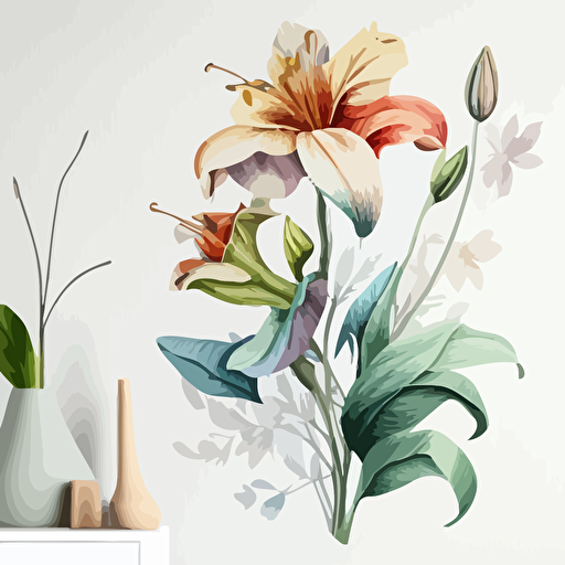 sticker, vector, white background beautiful flower