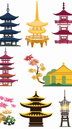 kirigami, japanese buildings, high quality, pastel, clipart, watercolor, vector, elaborate, y2k aesthetic, happenings, whimsical, cute and dreamy, colorful