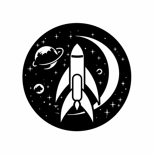 A simple silhouette drawing logo of a side view of vector space, style of minimalist art. White background, no shadow