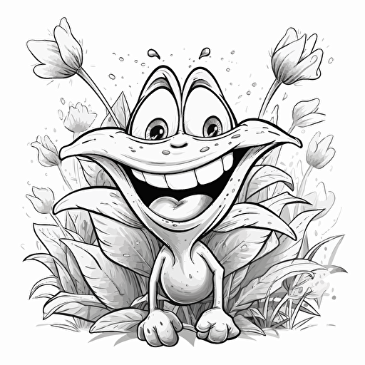 lily ignorant style No Shadow. Cartoon. Coloring page. Vector. Simple.