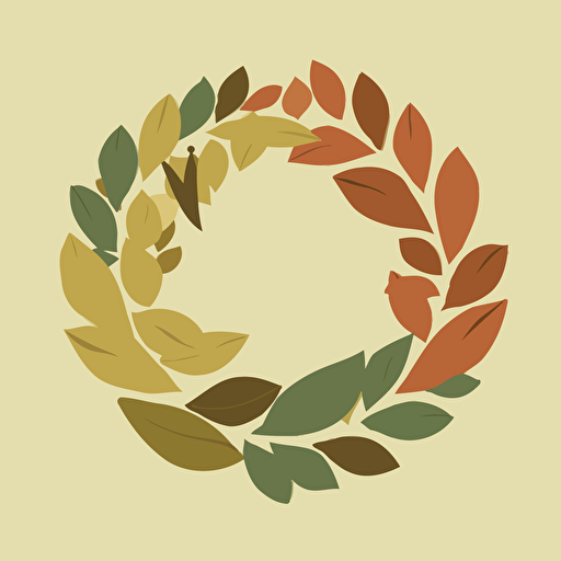 a logo for a brand called ReFashioned, wreath, leafs, vector, symobic, minimal, by Paul Rand