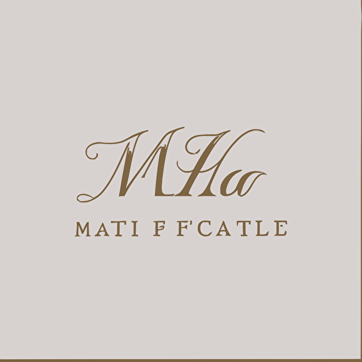Logo for a law firm called "MF" with capital letters cursive, feminine logo, simple clean logo, white background, single-line balance logo, vector logo