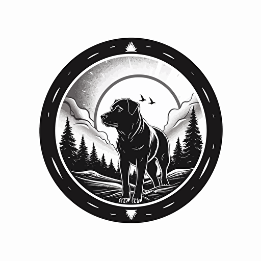 vector logo for fundraising walk for dog rescue organization. Black, white, and grayscale.