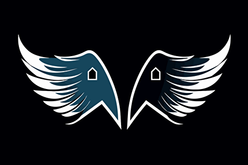 apus apus wings form a roof over a house, vector logo, simple, two color, blue, white, black