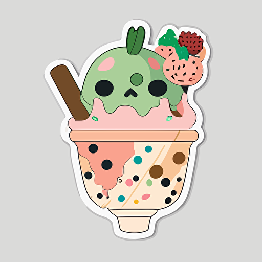 sticker flat vector art,2D kawaii, boba,cute,colorful disney-inspired