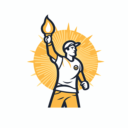 2d vector icon. Football Hooligan holding a golden flare White Background.