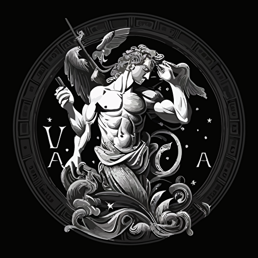 2d , vector , Aquarius, white on black background , v5