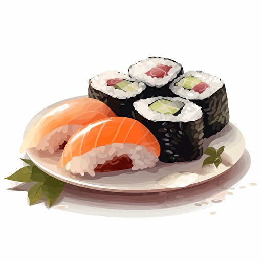 sushi, vector art, white background