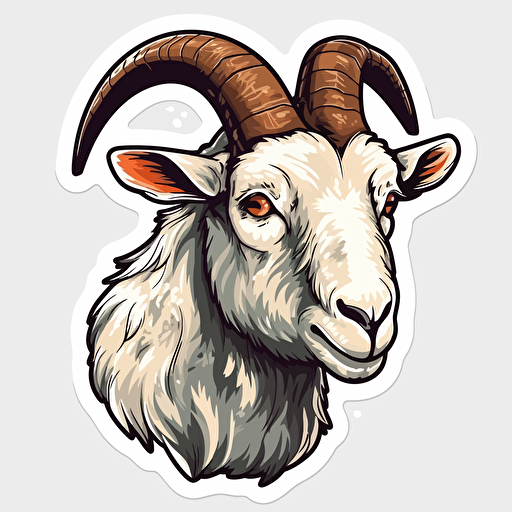 goat, vector art, white background, sticker