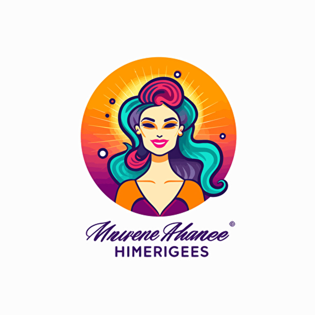 Create a happy balanced succesful catchy logo illustration for a company directed to mompreneurs, directed to women age 35 and above who are not familiar with artificial intelligence but are eager to run a business and be succesful and happy and balanced, have little time to do many things, powerful, vibrant colors related to being succesful and updated, vectors, v 5.1