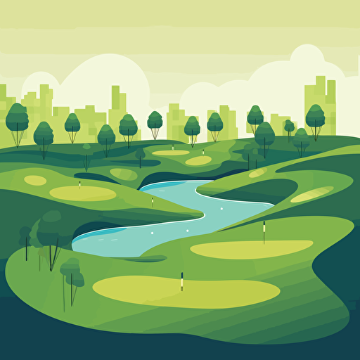 golf course flat vector, clean,