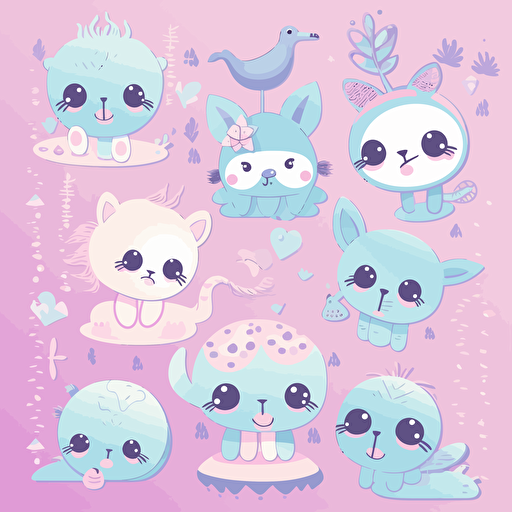 Vector, illustration, cute animals, children, happiness, sweetness, cotton,5 caribbean,1 chromatic,1 dripping paint,1 flower of life,1 strobe,1 accent lighting,,1 magnification,,1 baby pink color,1 baby blue color,1 CYMK,1 cyan,1 hot pink color,1 lavender color,1 pastel,1 pink,1 cotton 6144x6144