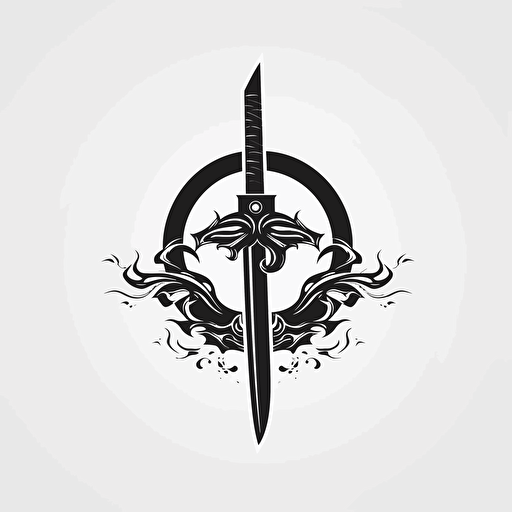 a simple beautiful logo of a sword, white backround, vector