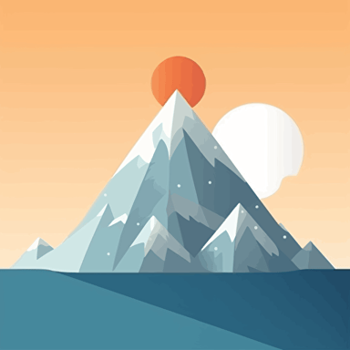Snowy mountain peak at sunset