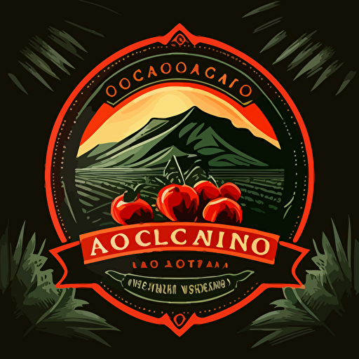 vector logo delicious and healthy tomatoes in a greenhouse located on the slope of volcano company with vulcano call Lavarosso