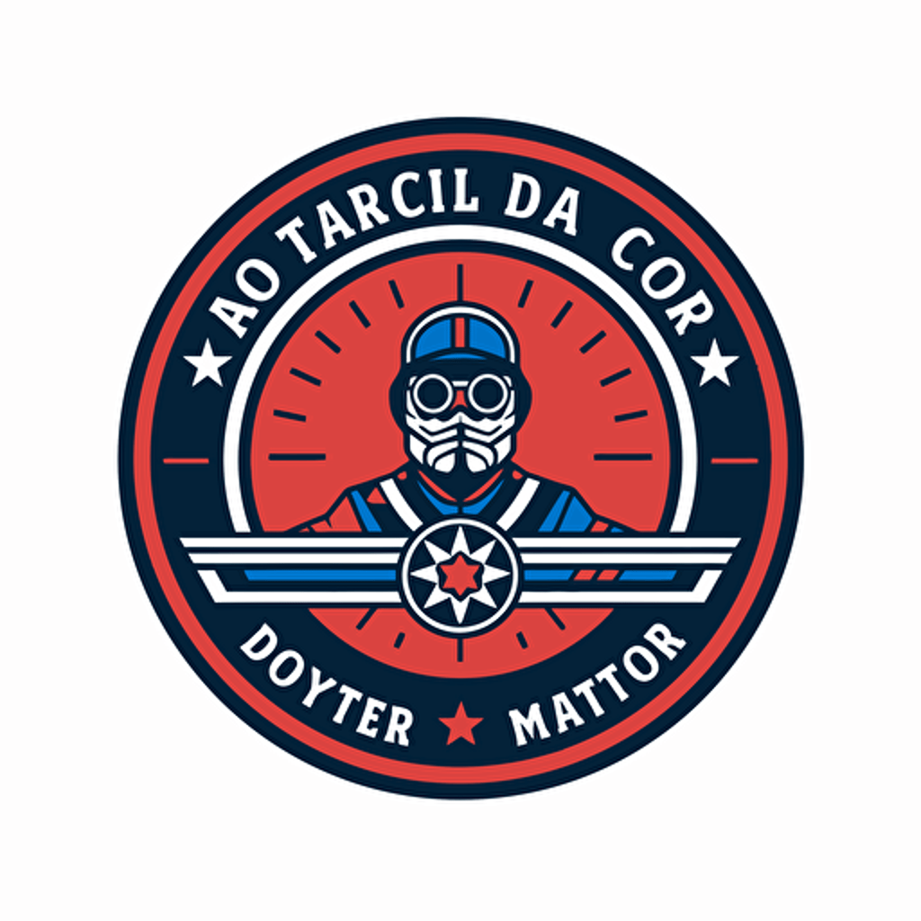 modern logo for Doctor motorcyle part store. Simple, black, red and blue, Vector, Flat, Icon, white background,