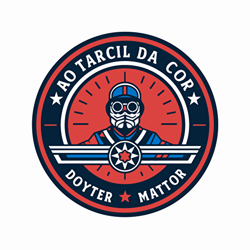 modern logo for Doctor motorcyle part store. Simple, black, red and blue, Vector, Flat, Icon, white background,