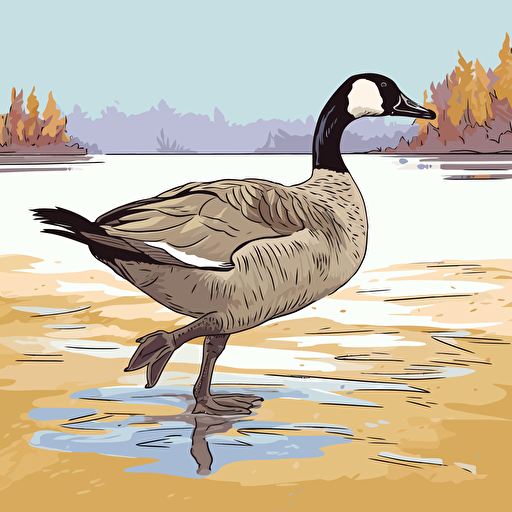 canada goose in vector art line style