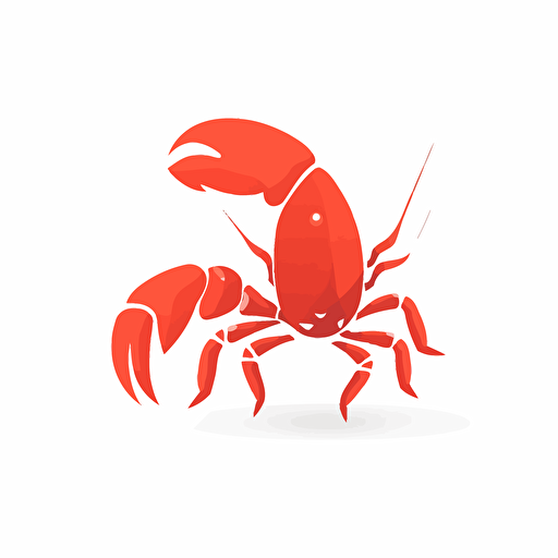 very simple logo for dancing crayfish, red colors, vector flat, PNG, SVG, flat shading, solid white background, mascot, logo, vector illustration, masterwork, 2D, simple, illustrator