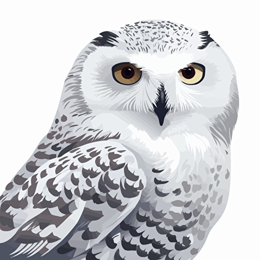 white snowy owl vector, white background