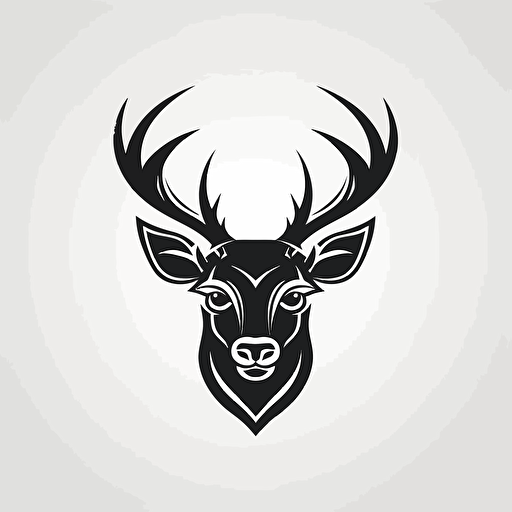 Deer, Face, Crown, icon, simple, logo technique, comic vector illustration style, flat design, minimalist icon, flat, adobe illustrator, black and white, white background