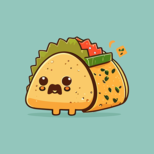 kawaii cute anthropomorphic taco, vector art