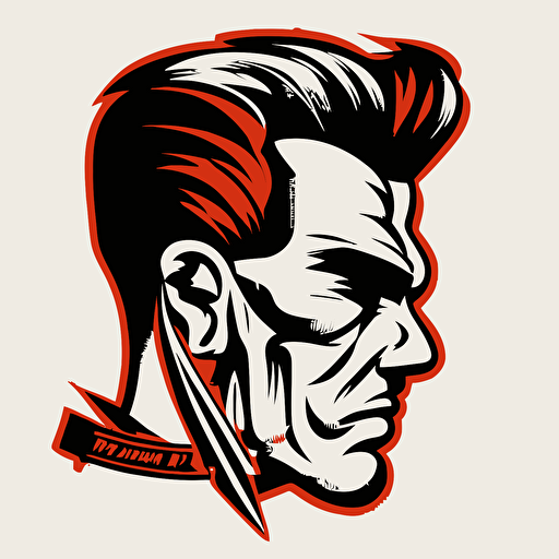 barber head vector,comic style, white background