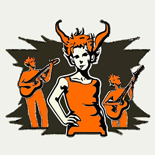 faun playing in a band, vector logo, vector art, emblem, simple cartoon, 2d, no text, white background