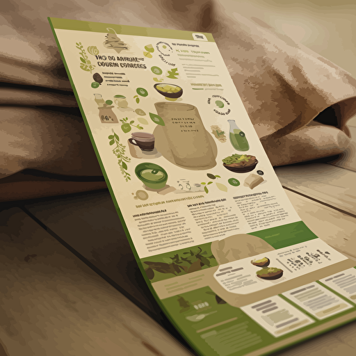 design of a flyer for an organic tea store with 10 product locations, vector, 2d, design