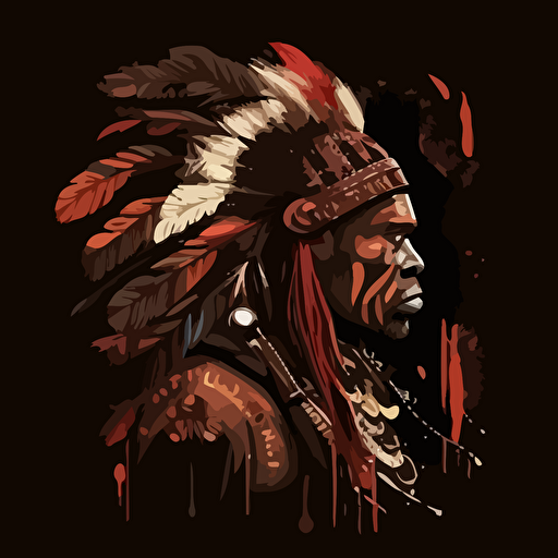 vector image of a zulu warrior on a black background boho style