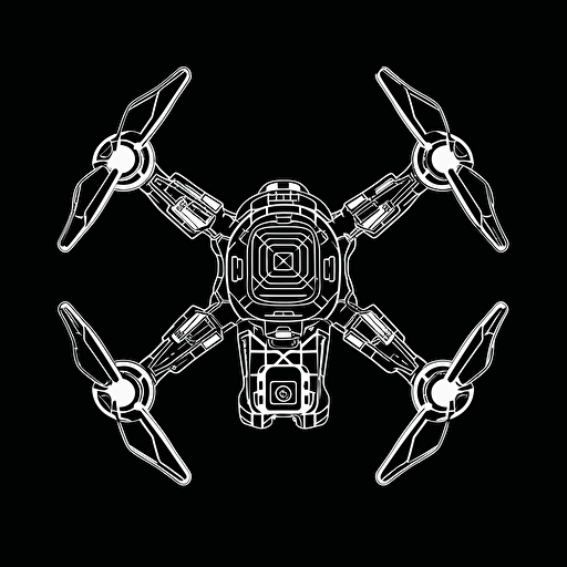 vector logo of a UAV drone, top view, from above, black and white