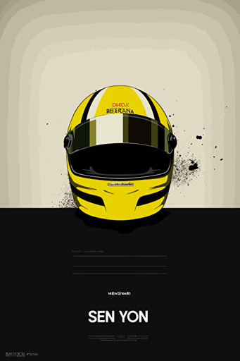 ayrton senna minimalist poster, vectorial style, formula 1, brazil, winner, speed