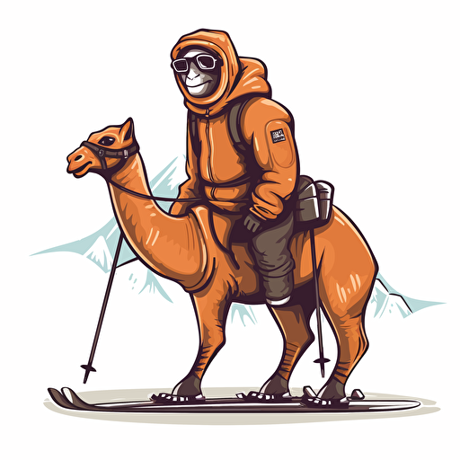 camel wearing ski clothes skiing in aspen vector clipart