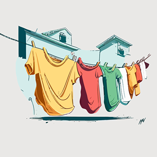 vector, nice color,white background, Laundry on Clothesline